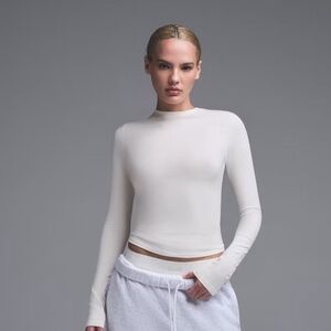 SKIMS White Cotton Long Sleeve Top